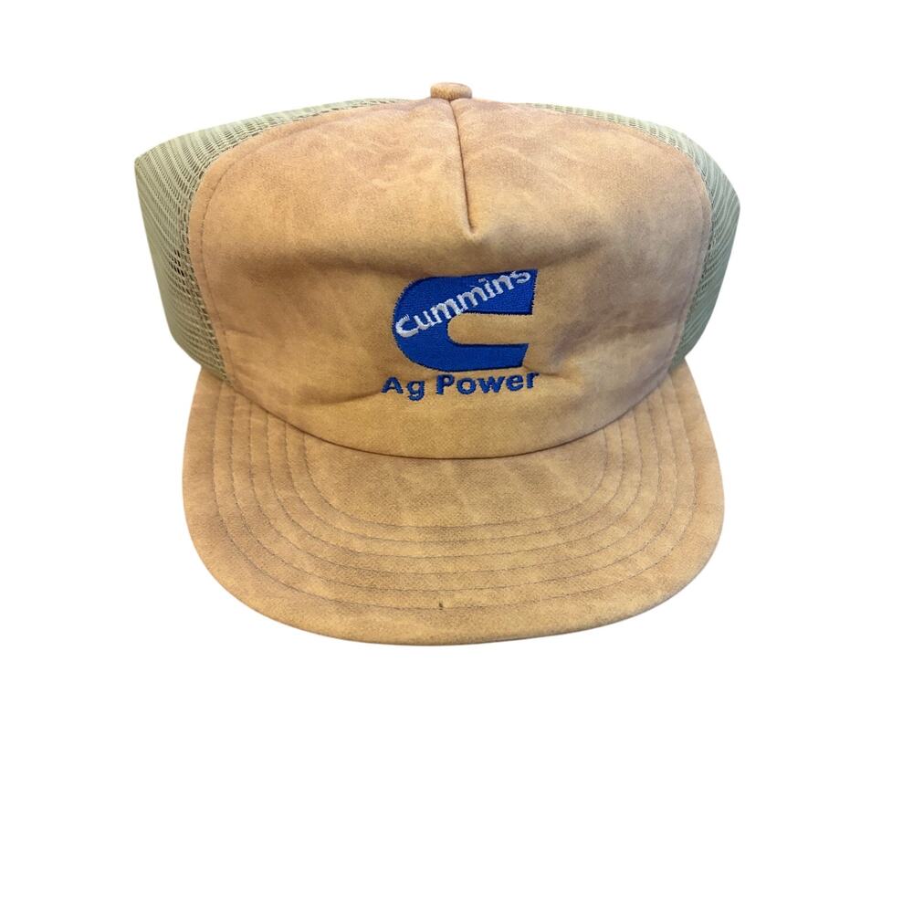 Vintage Cummings felt Ag Power Flat Bill Snapback Trucker Hat-NWOT